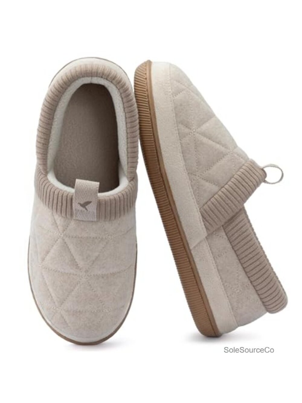 Knit Cuff Closed Back House Slippers Memory Foam Washable Indoor Outdoor